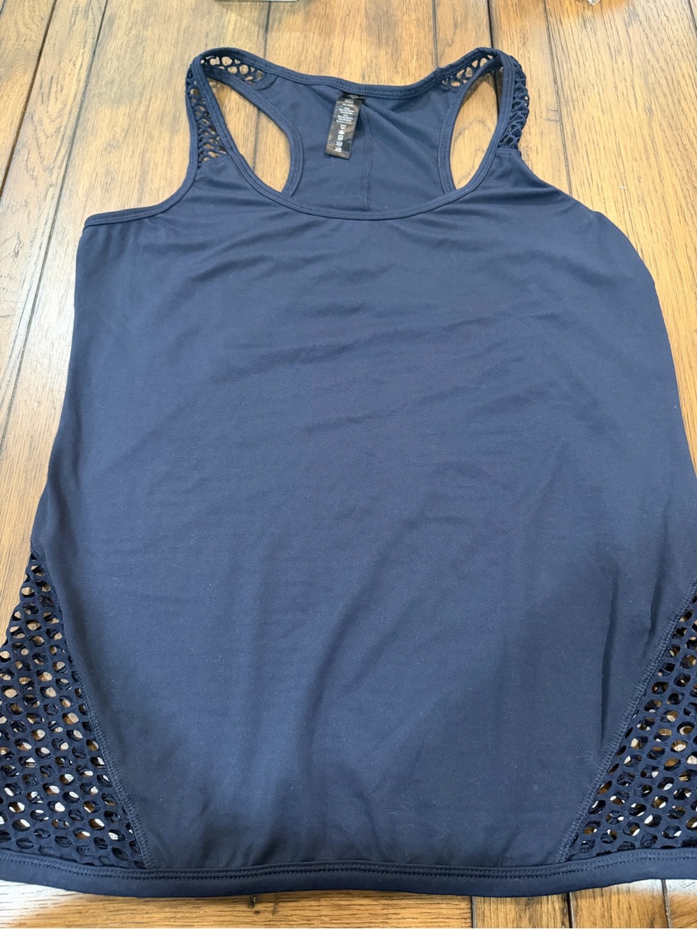 Yogalicious Navy Racerback Tank with Crochet Insets M - Picture 2 of 5